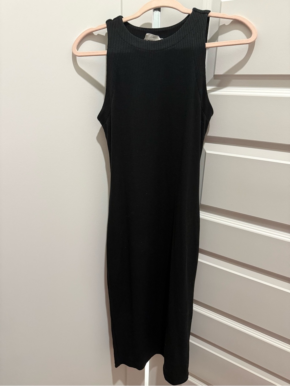Sleeveless Black Ribbed Midi Dress - Women